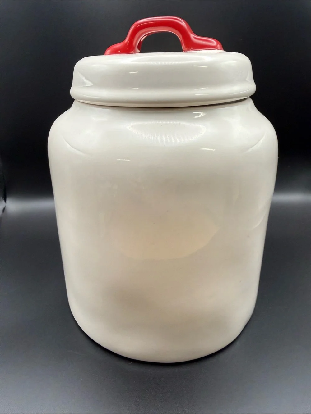 Rae Dunn Snow White & The Seven Dwarfs Ceramic Canister - White with Red Handle